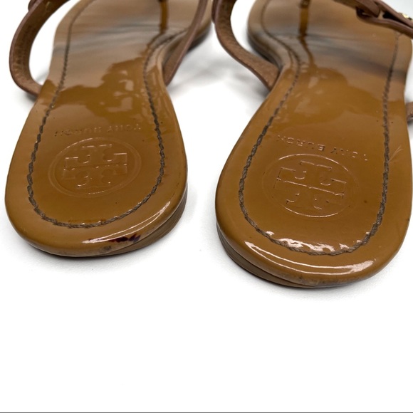 ❎ SOLD Tory Burch Miller Sandals Patent Leather Tan Brown Size 9 - Picture 10 of 14